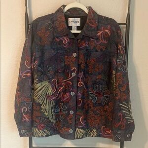 Chico's - Jean jacket with Artistic Flair- embroidered